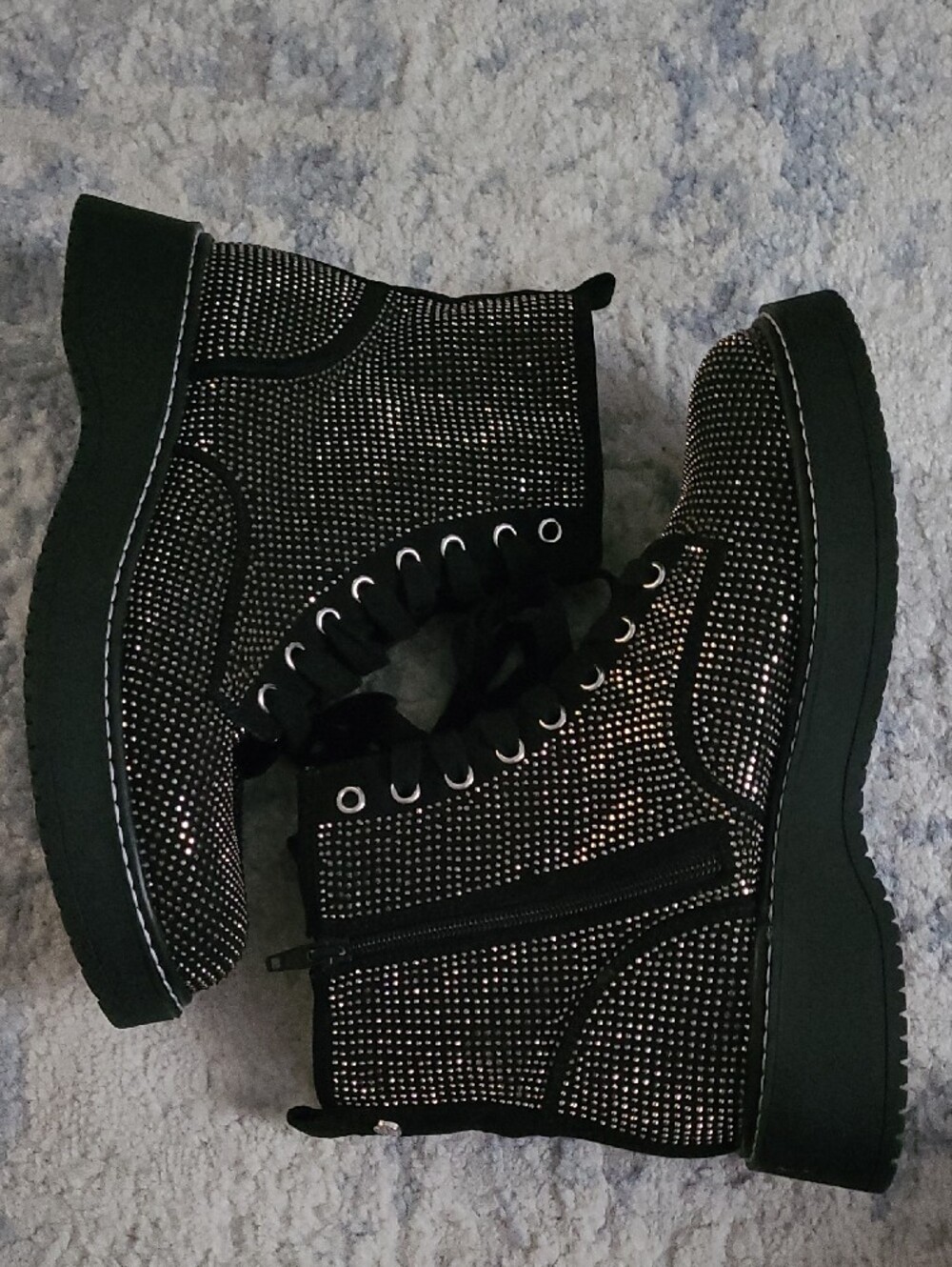 NWOT Madden NYC Black Rhinestone High-Top Lace-Up Womens Boots - Picture 5 of 9